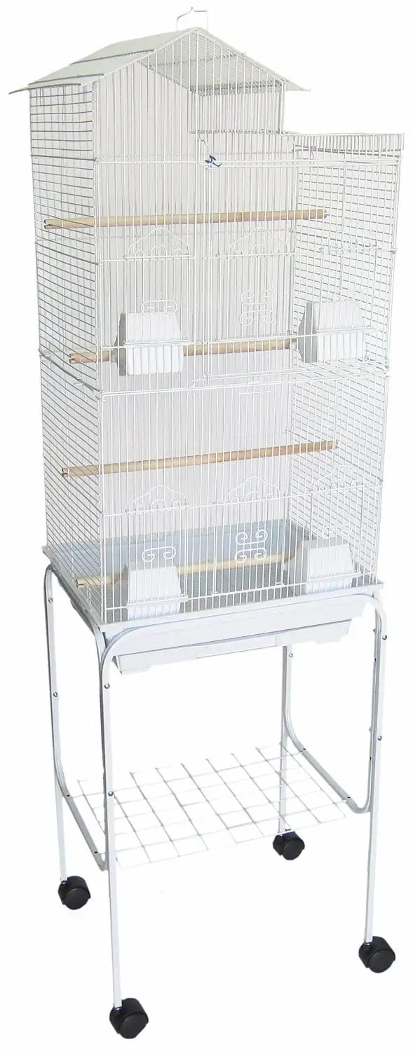 Ymlgroup 6894 3 by 8 Bar Spacing Tall Villa Top Small Bird Cage with Stand - 18x14 in White