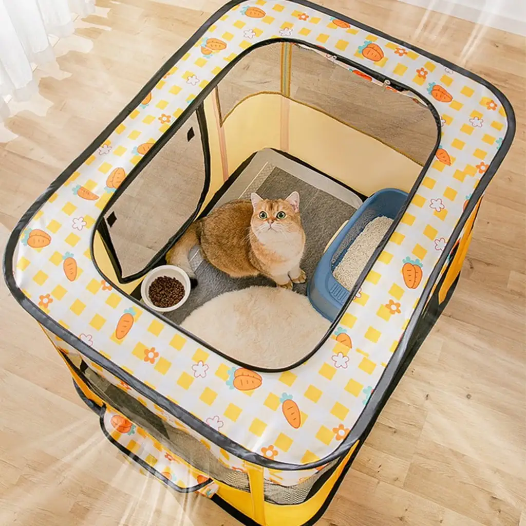 ZBH Cat Playpen for Indoor Cats Enclosed. Portable Foldable Pet Dog Playpen Outdoor Play Tents Crate Cage with Zipper Top Cover Door for Puppy Outside Car Camper