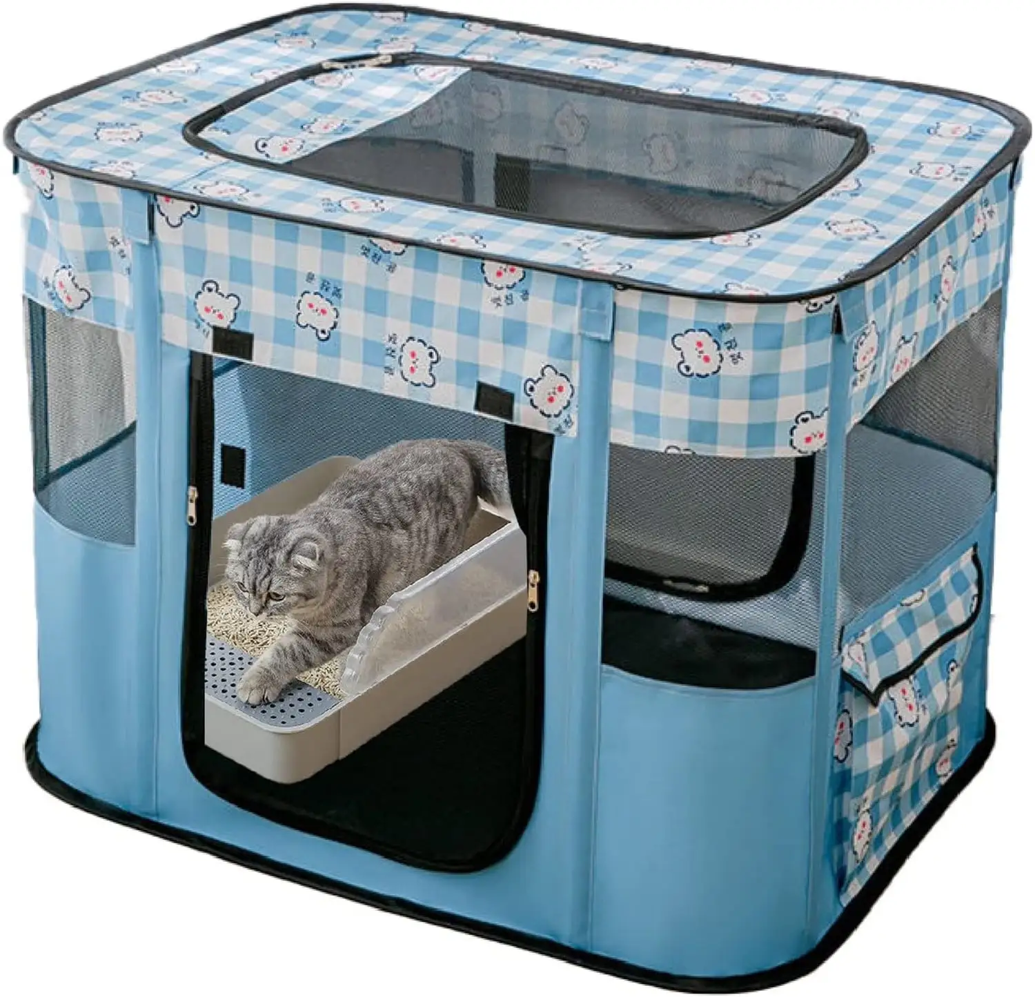 ZBH Designs Large Pop Open Kennel. Portable Cat Cage Kennel. Pet bed