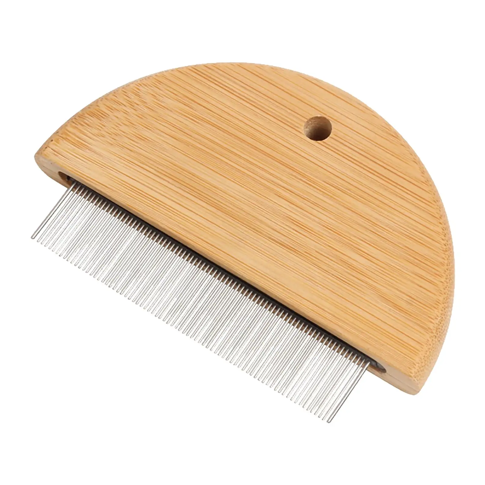 ZENMELE Dog Wood Comb For Remove Flea And Knots With Stainless Steel Teeth Pet Hair Cleaning Comb