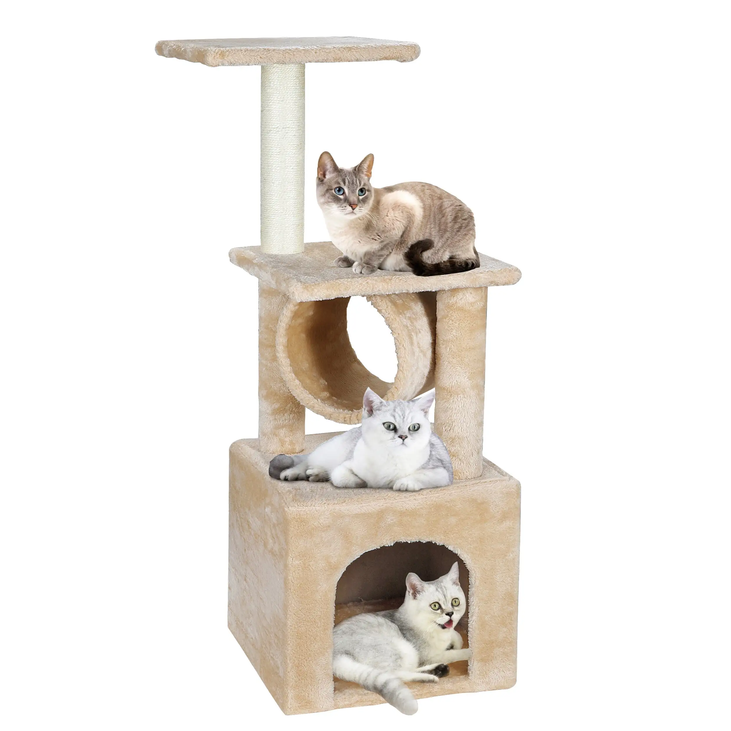 ZENY 37 Cat Tree Condo Scratching Post Tower Indoor Kittens Trees Beige