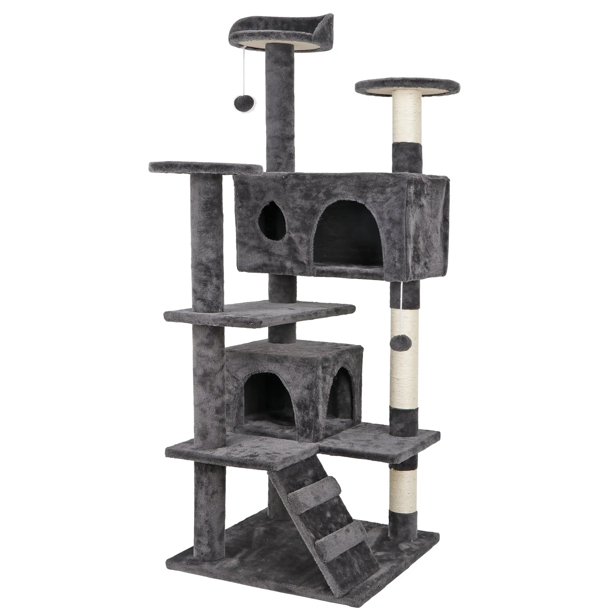 ZENY 53 Cat Tree Multi-Levels Condos Scratching Post Tower Play House. Dark Gray