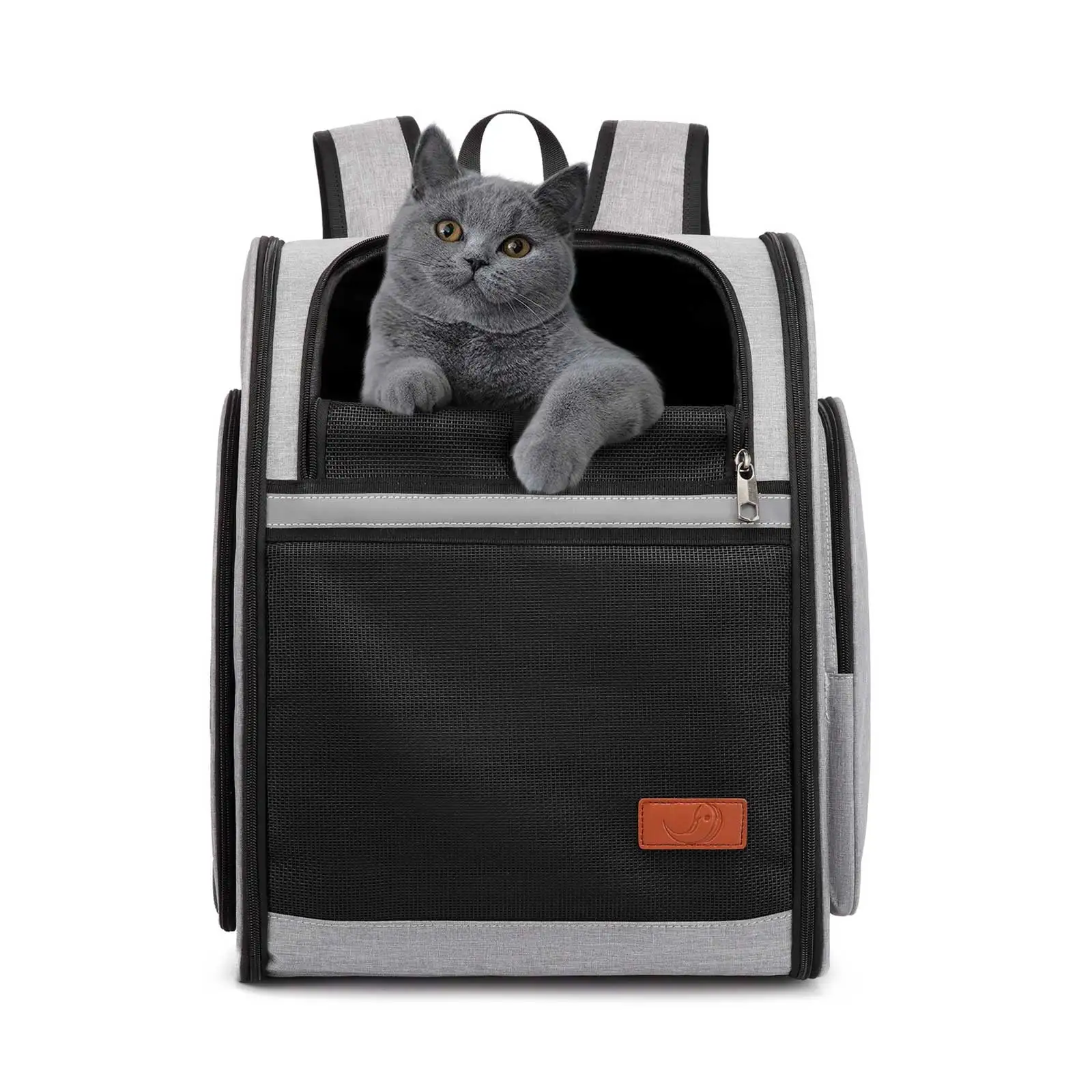 ZFSOCK Cat Backpack.Pet Puppy Dog Backpack Carrier for Small Medium Dogs Cats up to 22 lbs.Ventilated Foldable Cat Bag for Outdoor Travel Hiking Riding.Light Gray