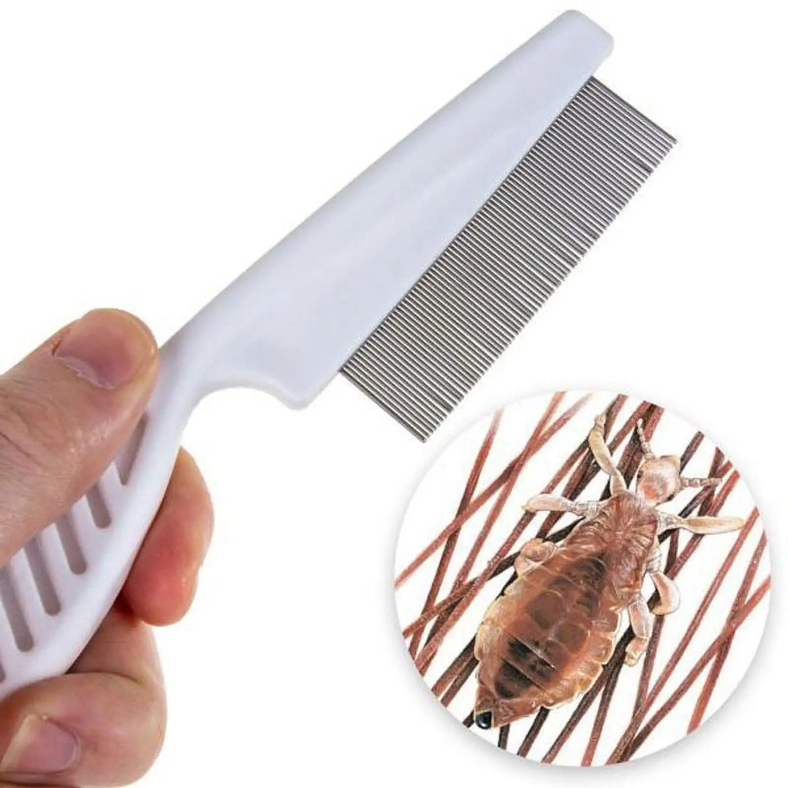 ZQC Pet Flea Comb Stainless Steel Pin Plastic Handle Pet Grooming Comb