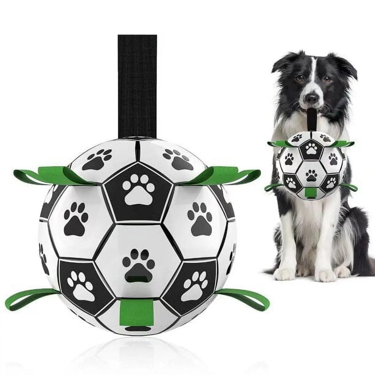 Zardwill Dog Toys Soccer Ball with Grab Tabs. Interactive Dog Toys for Tug of War. Puppy Birthday Gifts