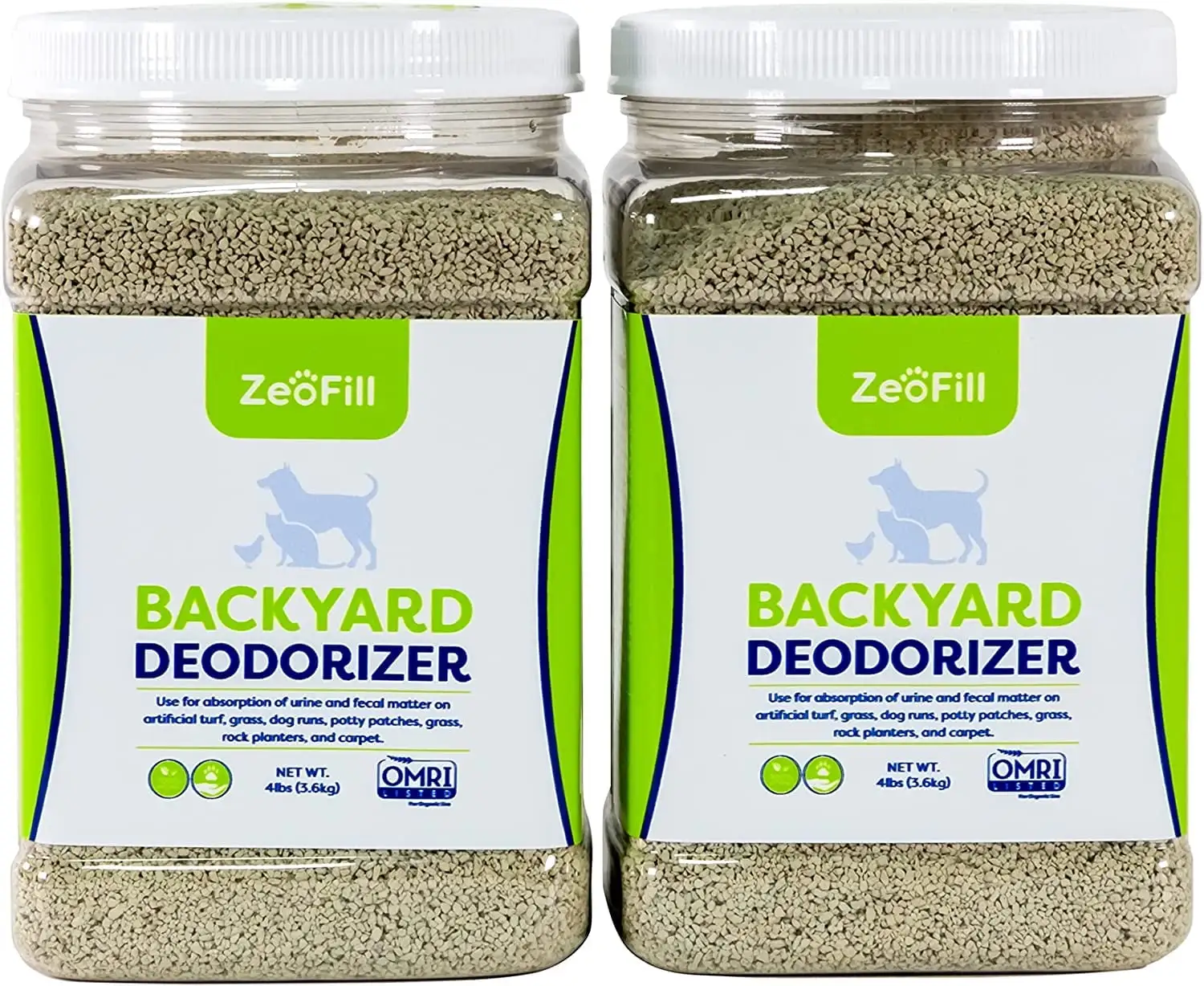 ZeoFill Dual Pack Backyard Deodorizer 4 lbs ?C Eliminates Pet Urine Odors on Potty Patches. Artificial Turf. Grass. Lawns. Patios. Concrete & Playgrounds | Dog. Cat Litter Box Odor Eliminator | 2 Packs