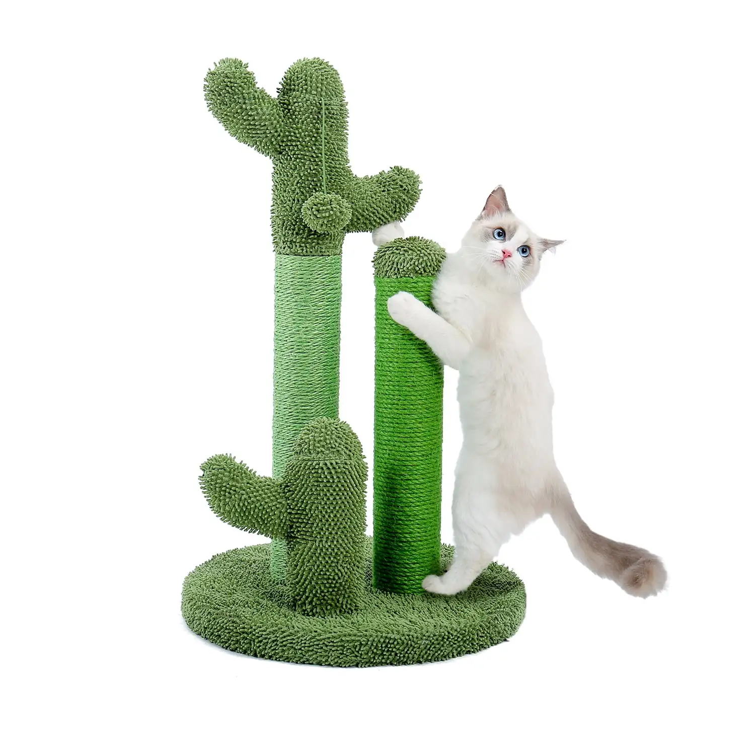 ZephyPaws Cat Tree.27inch Cat Scratching Post Cactus Cat 3 Scratching Poles and Dangling Ball.L size