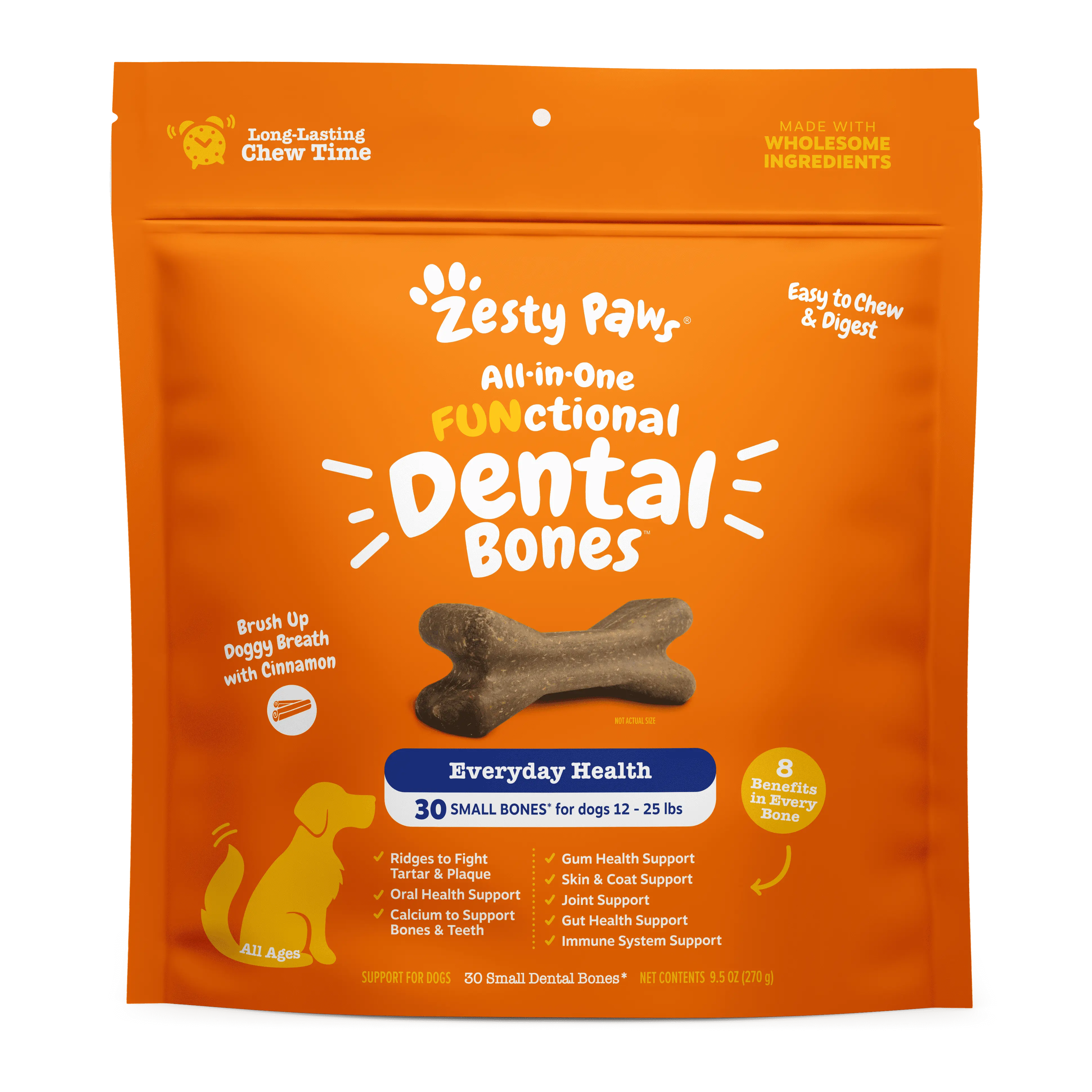 Zesty Paws Multifunctional Dental Bones for Dogs. 30 Small Dry Bones for Dogs 12-25 lbs.