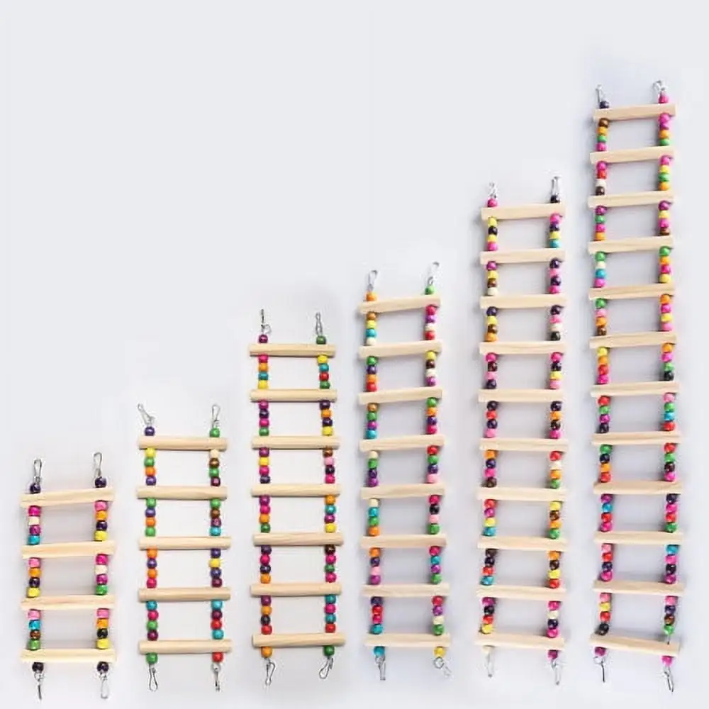 Zhaomeidaxi Parrot Ladder. Wooden Ladder with Colorful Beads Steps Climbing Bridge Bird Cage Play Toy for Conure Parakeet Budgie Cockatiels Lovebirds