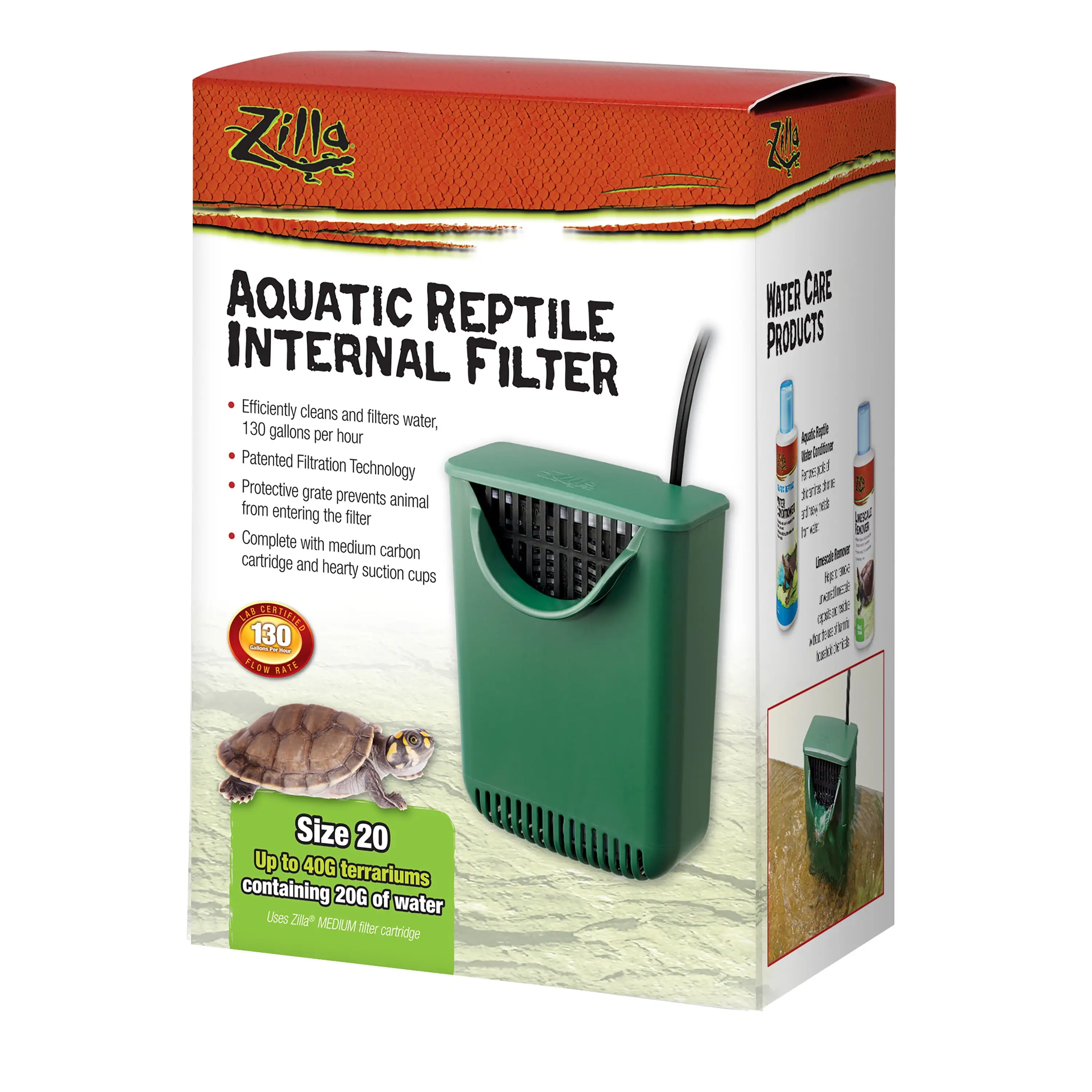 Zilla Aquatic Reptile Internal Filter. 20 Gallons