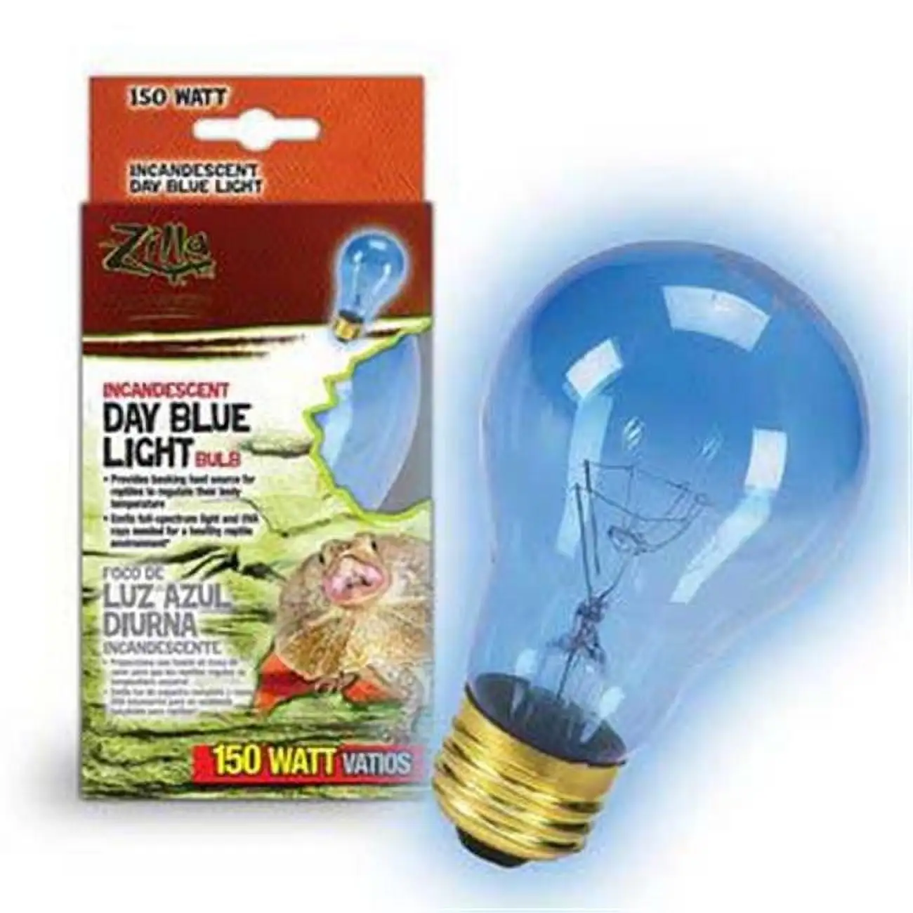 Zilla Incandescent Day Blue Light Bulb for Reptiles. 150 Watt