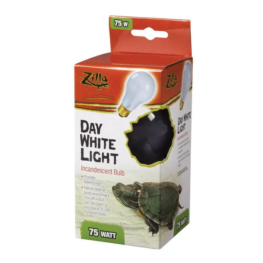 Zilla Incandescent Day White Light Bulb for Reptiles. 75 Watt