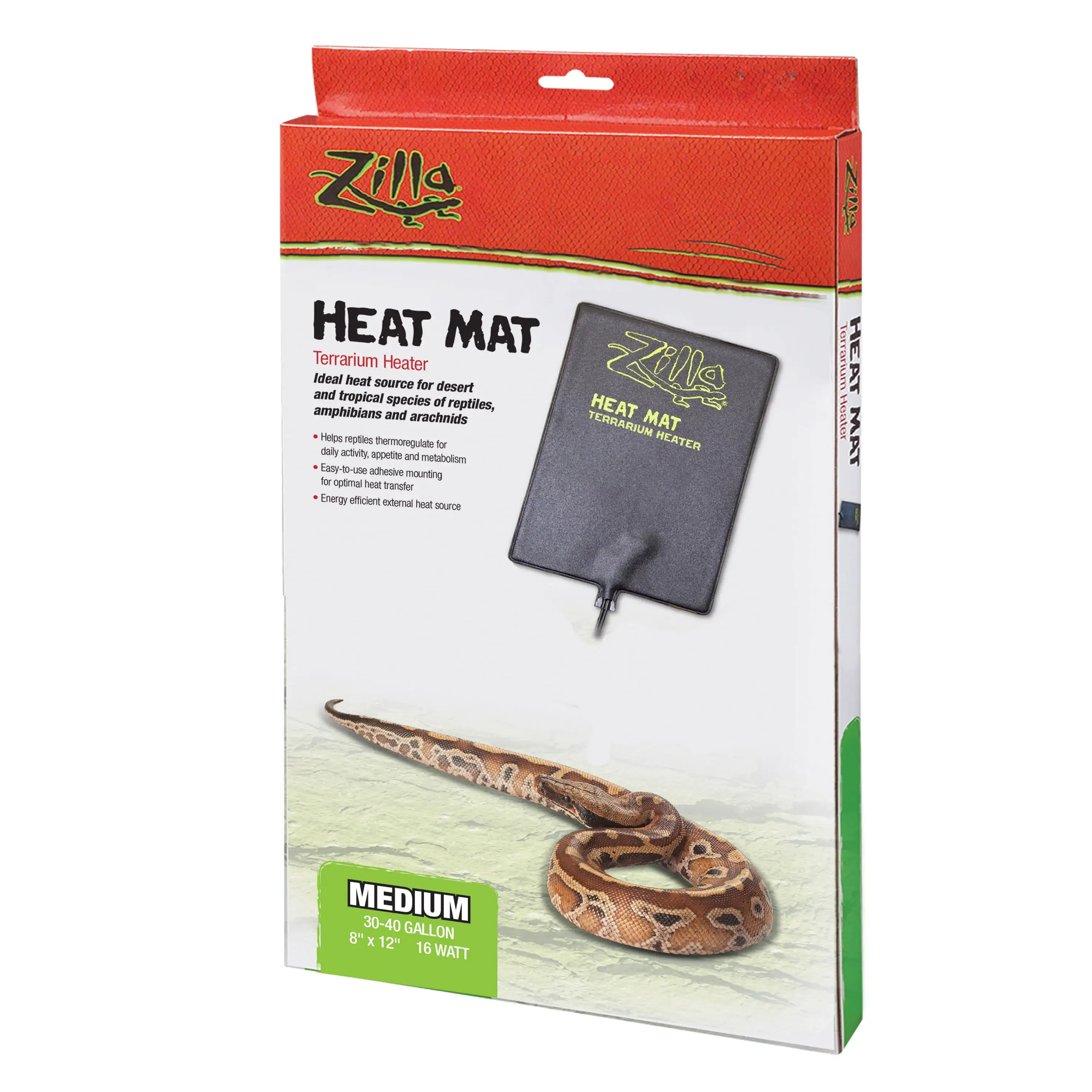 Zilla Terrarium Heat Mat for Reptiles. Black. Medium. 30-40 Gallon. 16 Watt