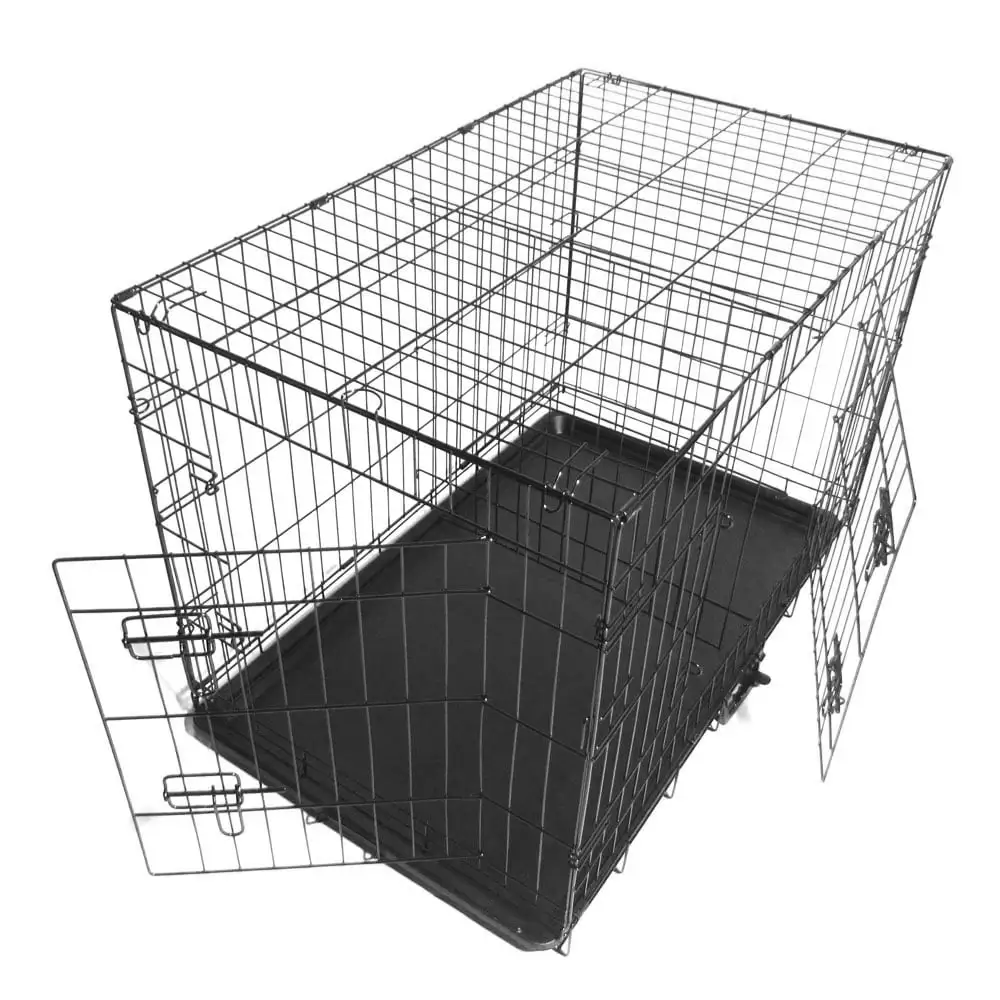 Zimtown 30 Dog Kennel Folding Steel Crate Pet Cage Animal Cage 2 Door Indoor Outdoor