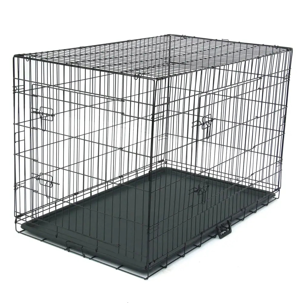 Zimtown 48 Heavy Duty Foldable Double Door Dog Crate with Divider and Removable ABS Plastic Tray