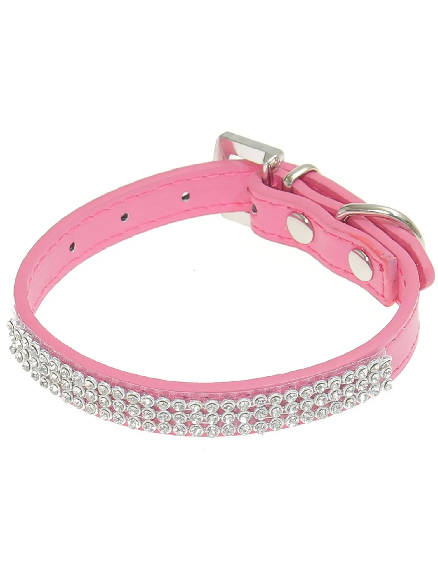 Zoiuytrg Dog Cat Puppy Collars Rhinestones Leather Chic Bling Crystal Buckle Diamond