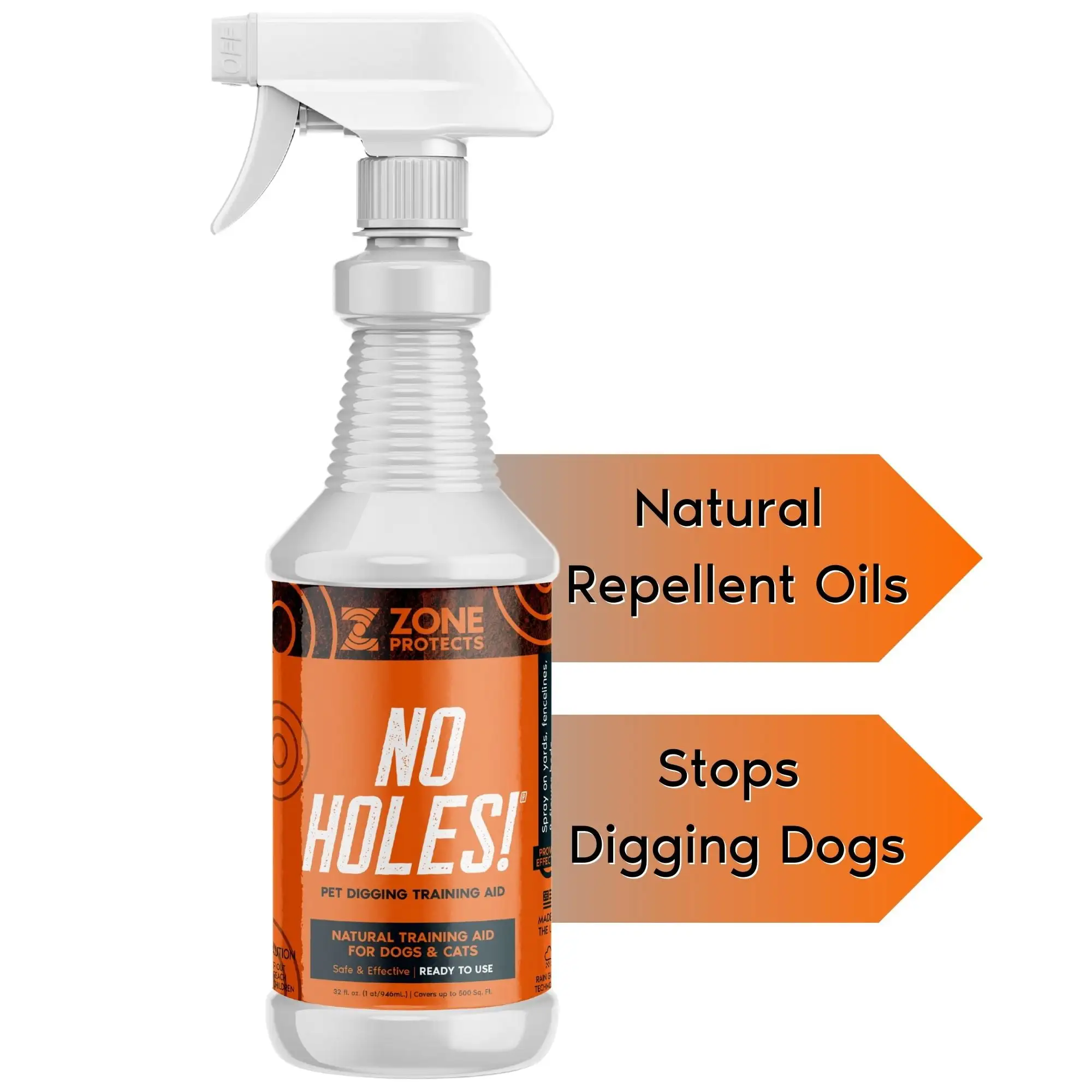 Zone Protects No Holes Digging Dog Prevention Spray 32oz; Stop Dogs from Digging in Yards. Gardens. Flower Beds and Under Fences; All-Natural Digging Deterrent