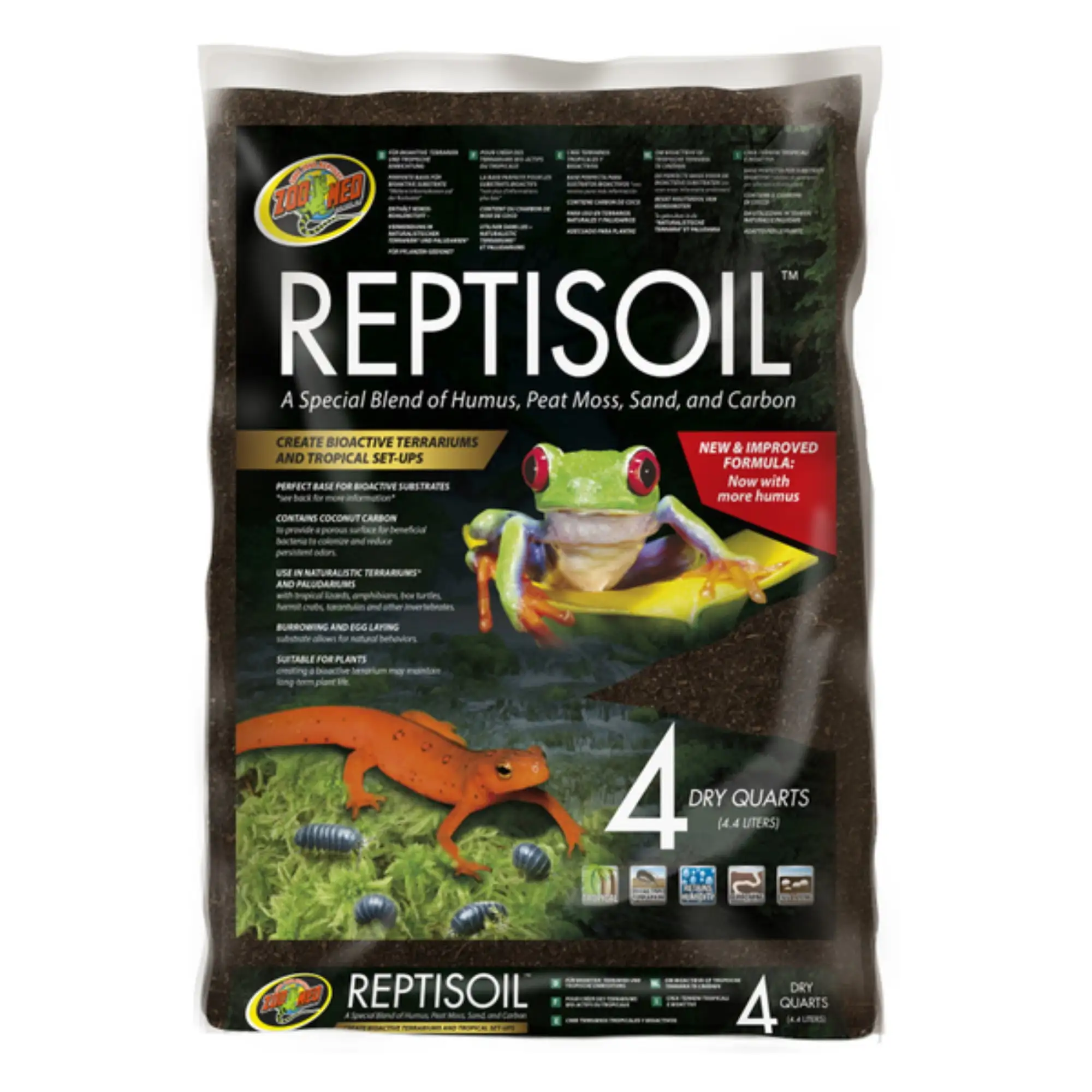 Zoo Med 4 qt. ReptiSoil Bioactive Substrate Reptiles Amphibians StandUp Pouch