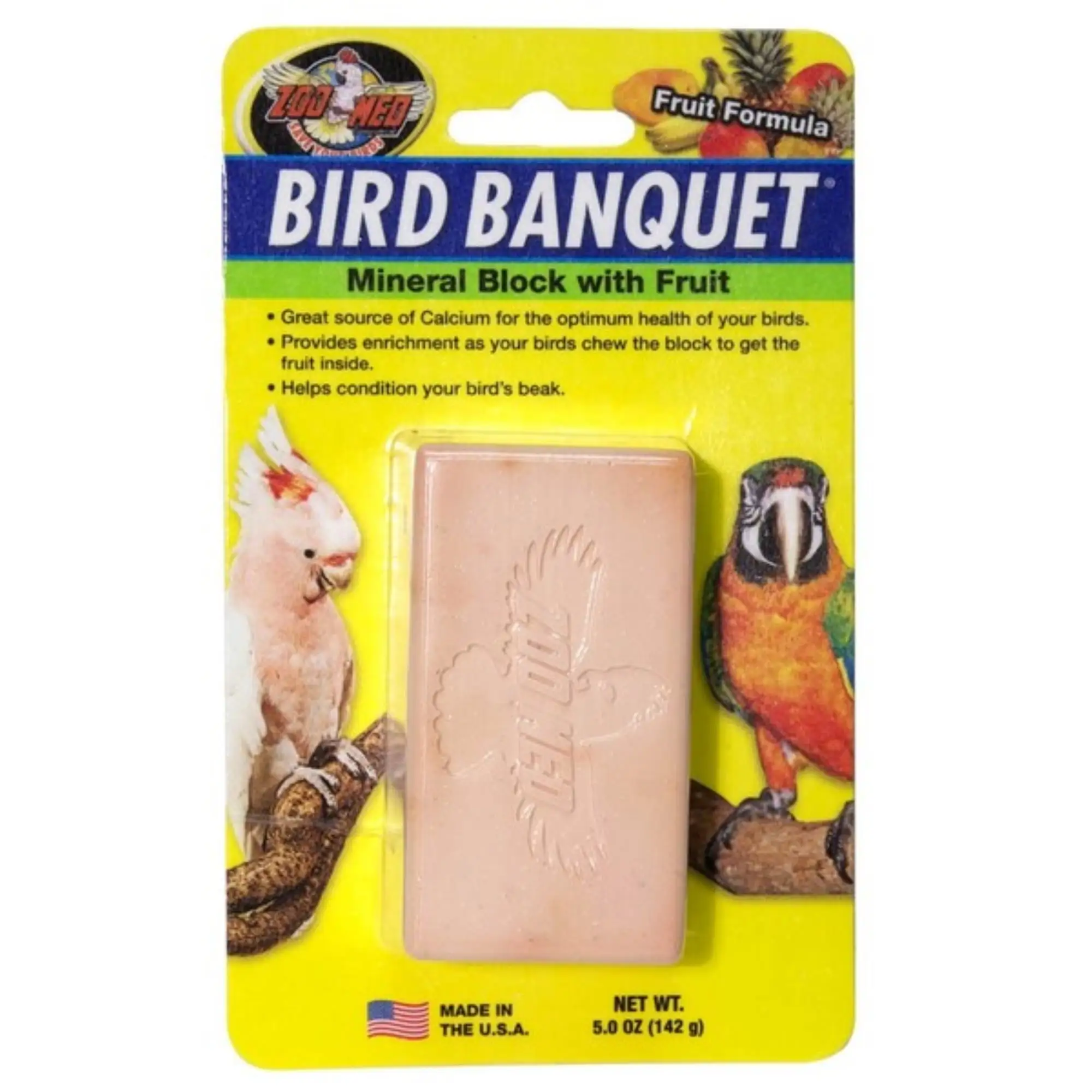 Zoo Med Bird Banquet Fruit Formula Mineral Block Pink 5 oz Large - PDS-097612118117