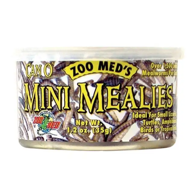 Zoo Med Can O Mini Mealies Mealworms for Reptiles. Turtles. Amphibians. Birds or Fish