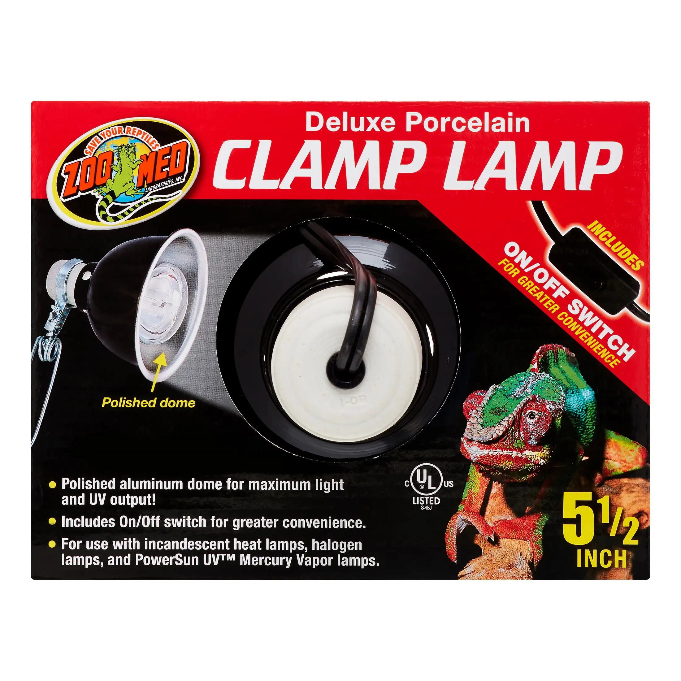 Zoo Med Deluxe Porcelain Clamp Lamp. 5.5. 100 Watt