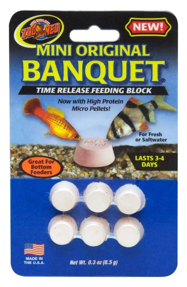 Zoo Med Mini Original Banquet Fish Feeding Block - Mini - .3 oz Total (6 Pack)