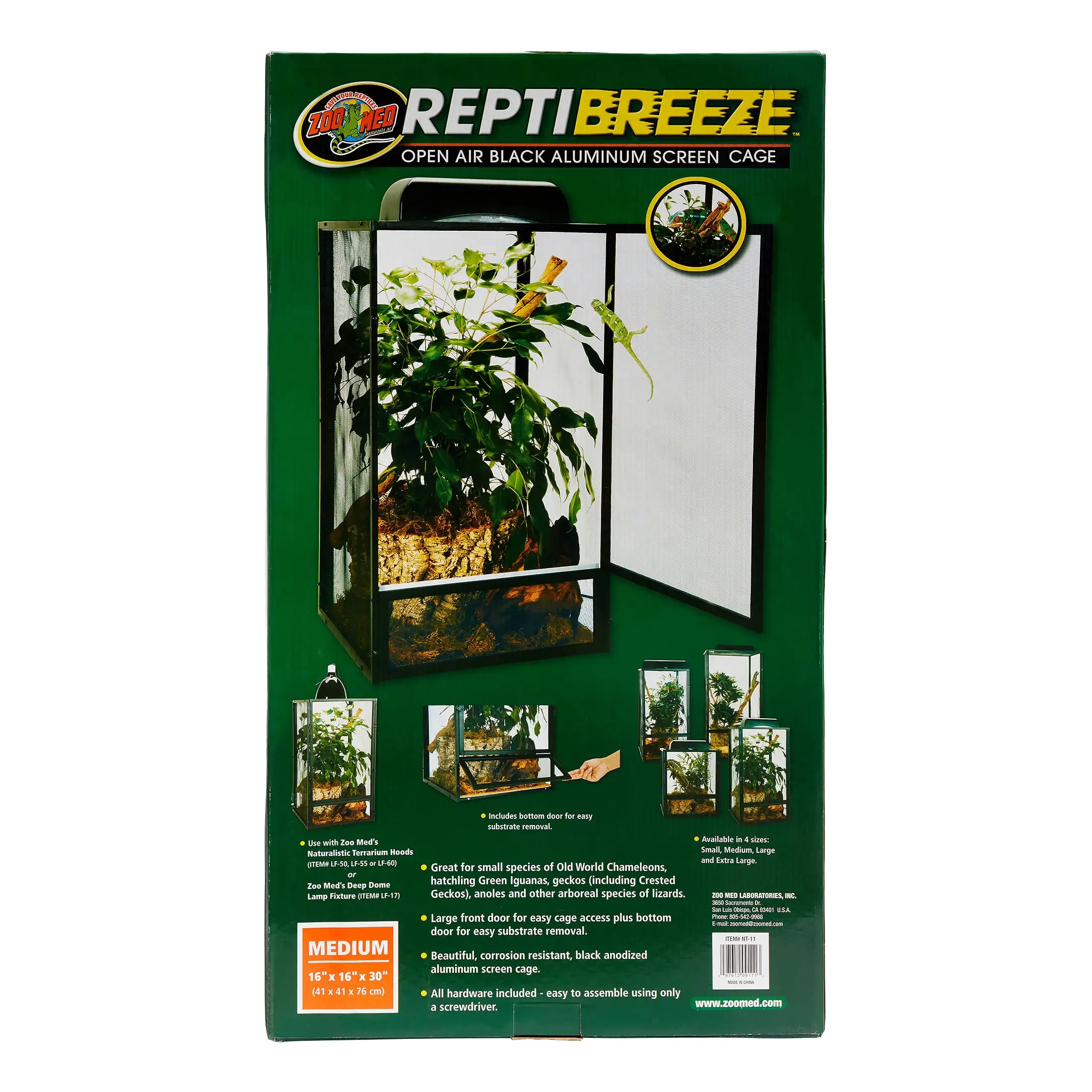 Zoo Med ReptiBeeze Open Air Black Aluminum Reptile Screen Cage. Medium