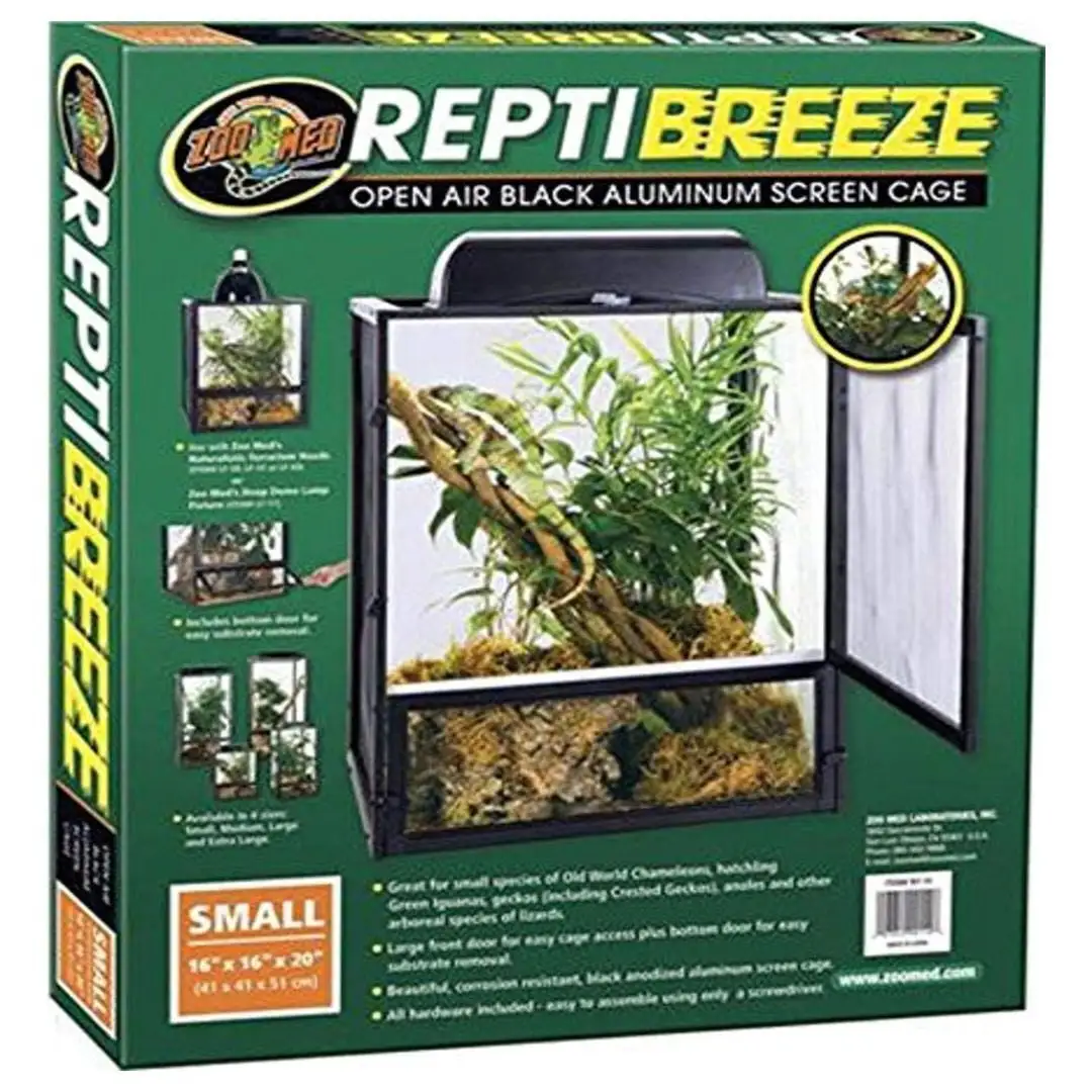 Zoo Med ReptiBreeze 16 x 16 x 20 Inch Open Air Corrosion-Resistant Black Anodized Aluminum Screen Cage (Small)