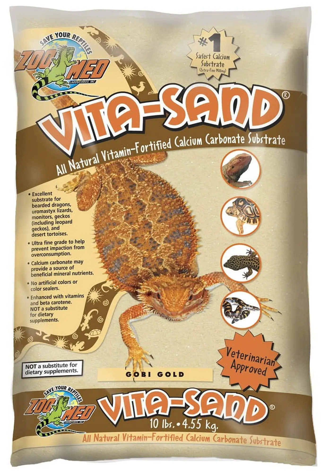 Zoo Med Vita-Sand Substrate Gold 10lb