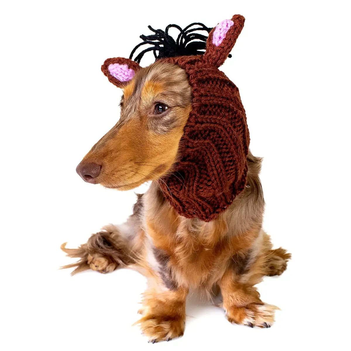 Zoo Snoods Brown Horse Pony Costume for Dogs. Small - Soft and Cozy Ear Warmer Hood for Pets. Cute Outfit with Mane and Ears. Perfect for Cosplay. Parties. and Playtime