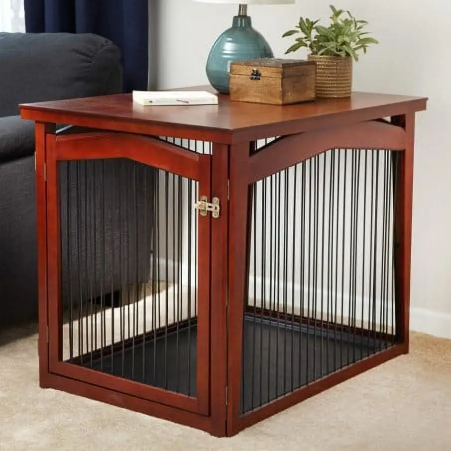 Zoovilla 2 in 1 Single Door Wooden Dog Crate and Gate Large