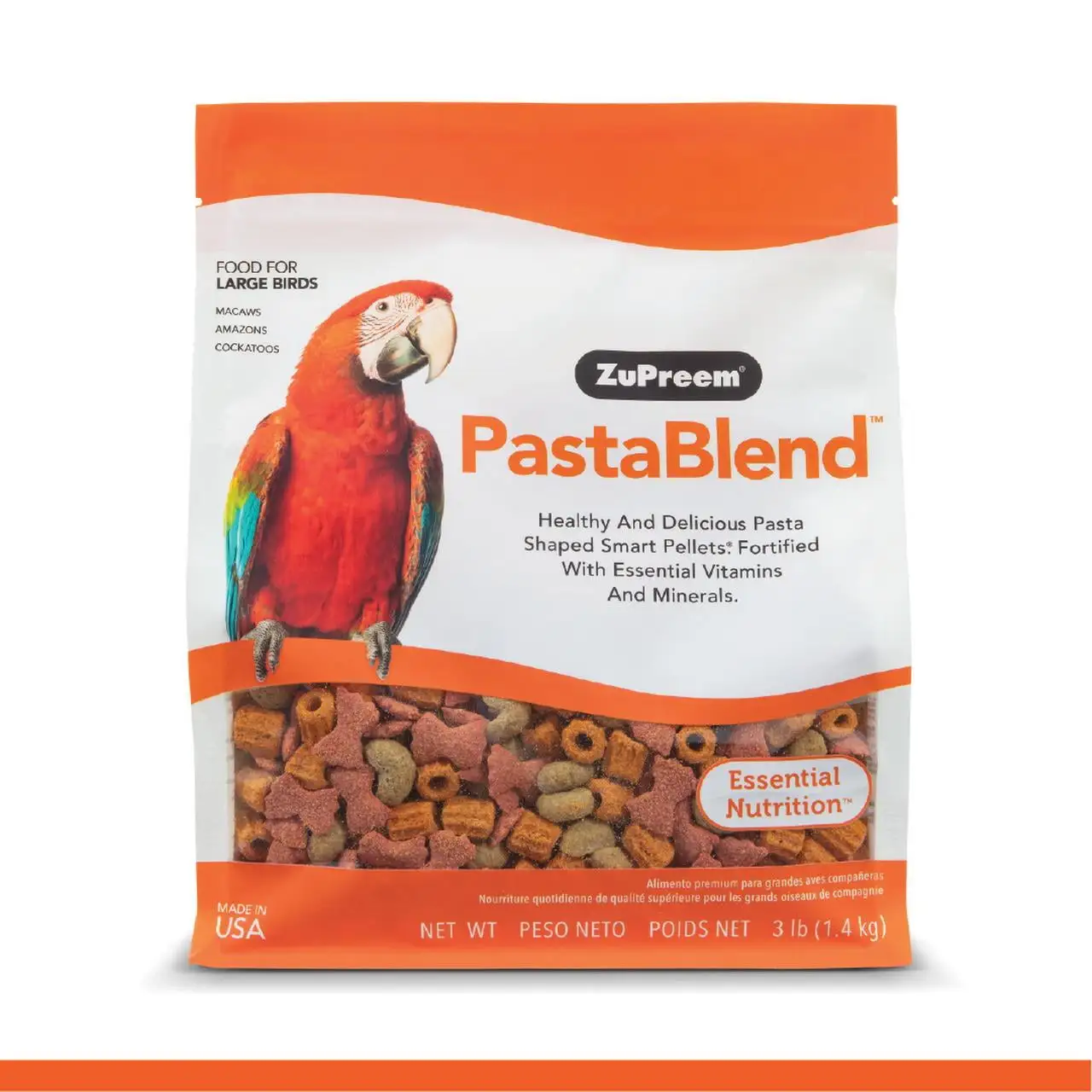 Zupreem Pastablend - Daily Bird Food for Large Birds - 3lb Pellets