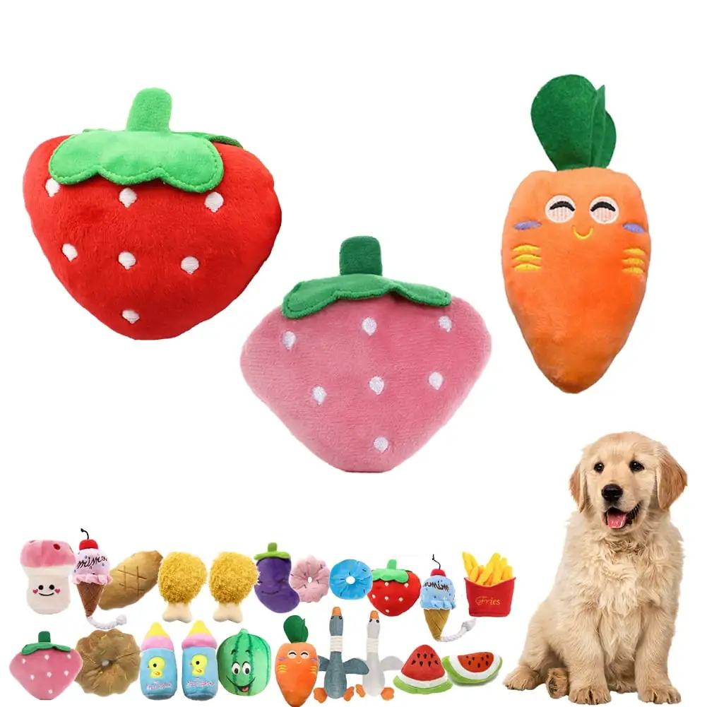 Feelers Squeaky Plush Dog Toys Pack for Puppy Cute Toys Small Stuffed Puppy Chew Interactive Toys for Tooth Grinding & Training. 3pcs