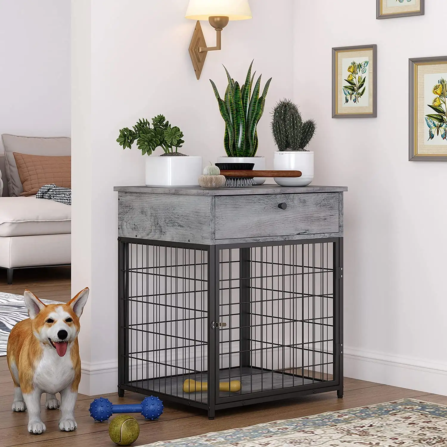 Saim Furniture Dog Crates for Small Dogs Wooden Dog Kennel Dog Crate End Table. Nightstand