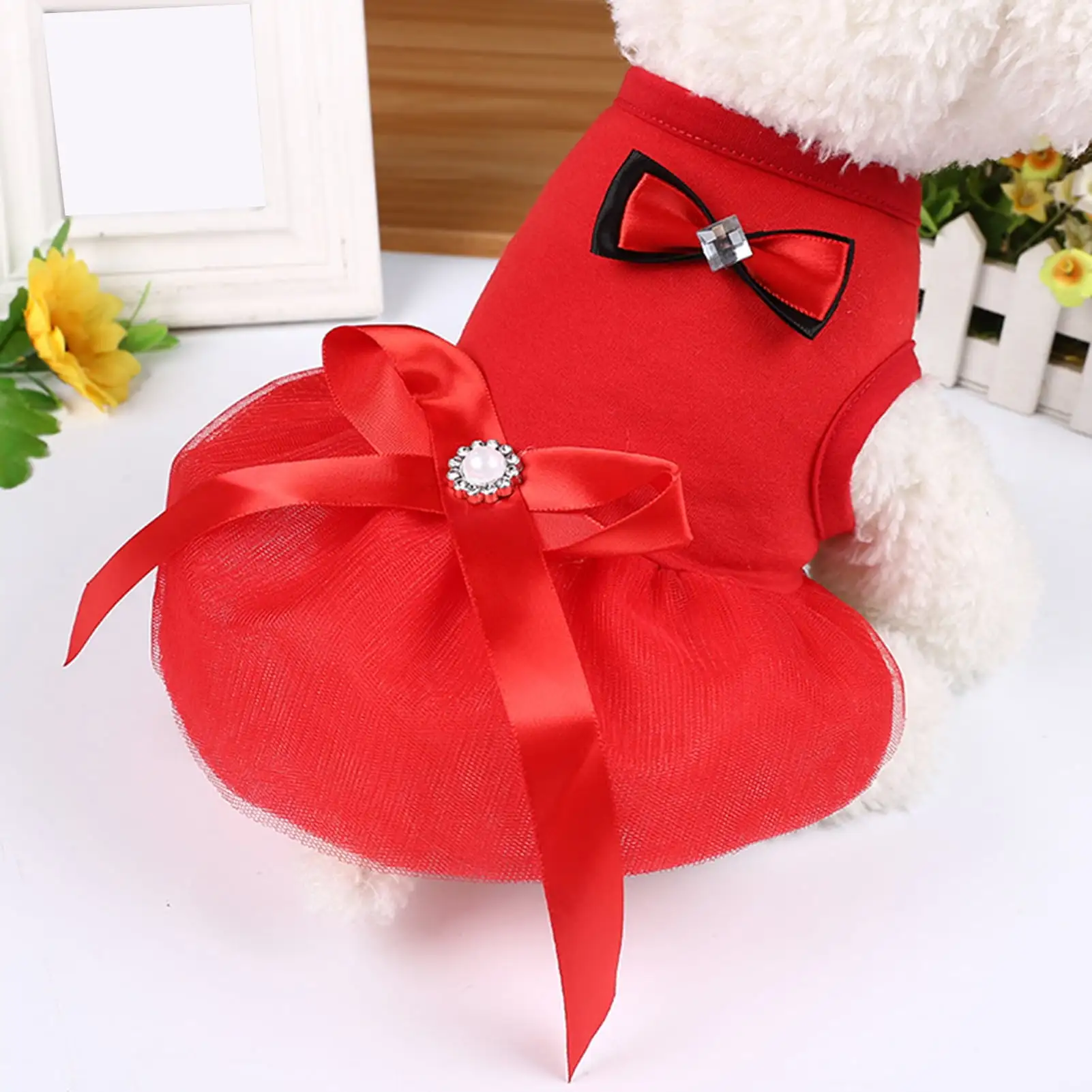 Wirlsweal Summer Bowknot Design Party Wedding Dog Puppy Princess Dress Pet Skirt Costume