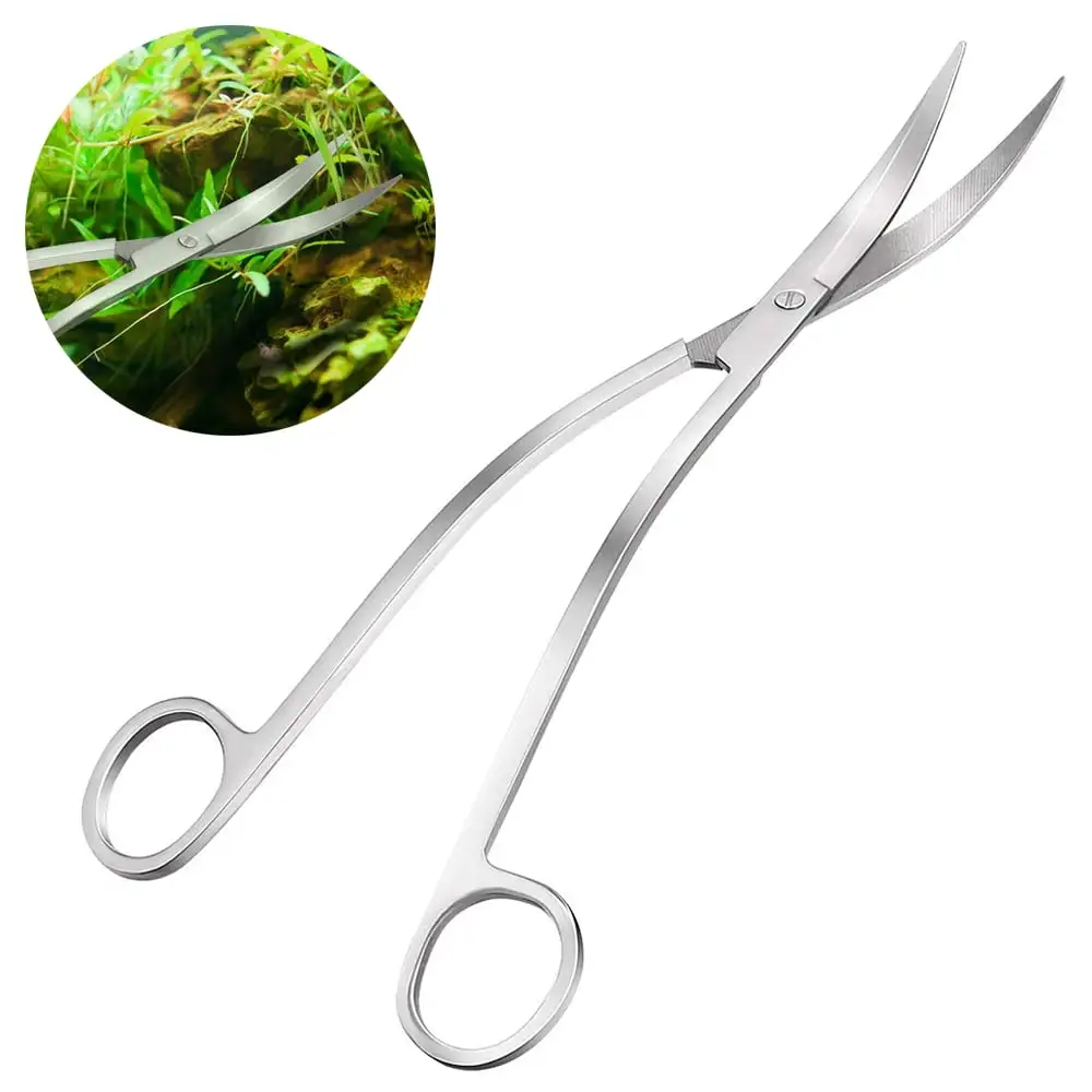 Stainless Steel Wave Scissors Aquarium Tank Aquatic Plant Tongs Scissors Tools for Fish Tank Plants