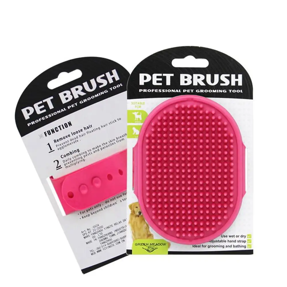 Dog Bath Brush Dog Grooming Brush. Pet Shampoo Bath Brush Soothing Massage Rubber Comb with Adjustable Ring Handle for Long Short Haired Dogs and Cats. Pack of 1