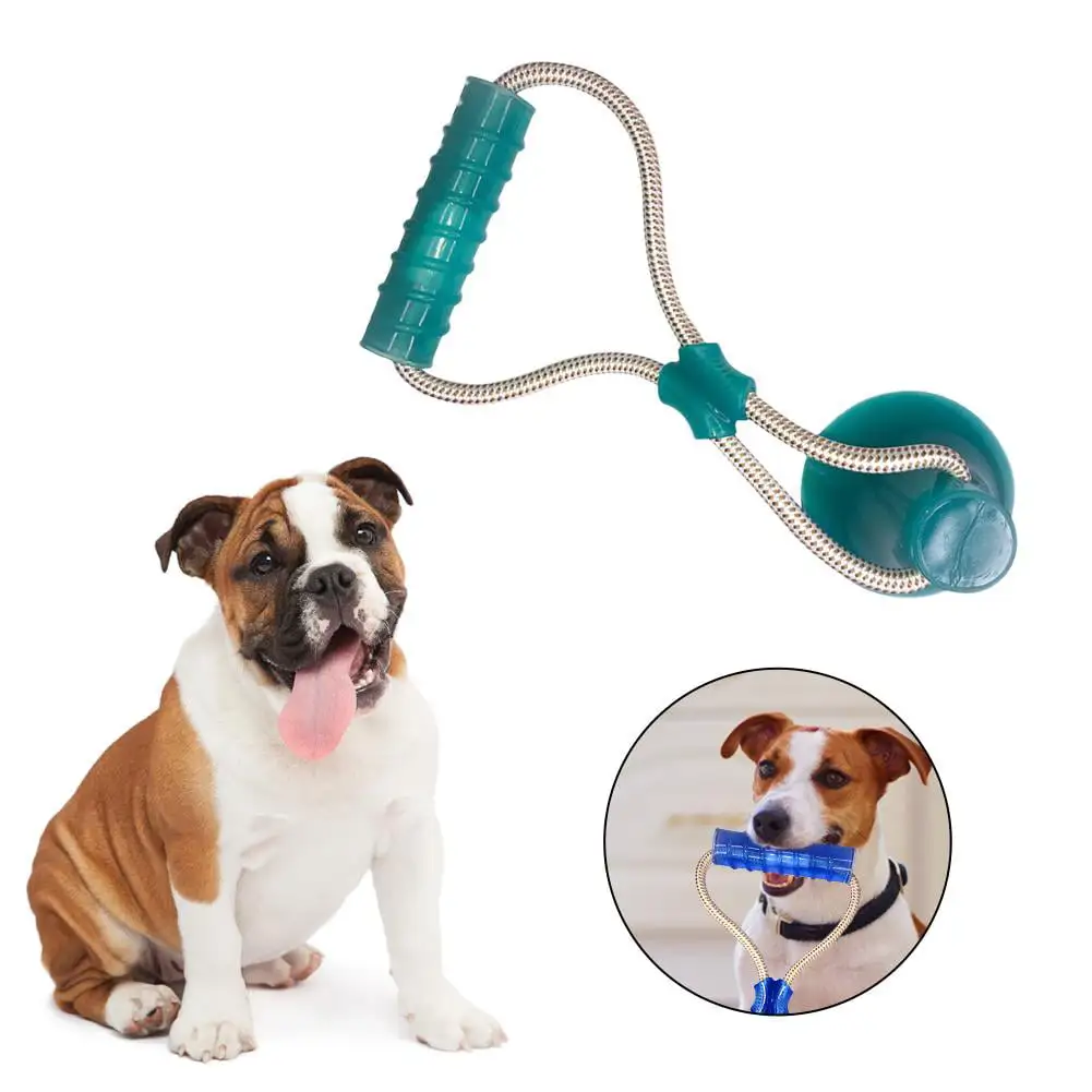 Dog Chew Toys. Dog Rope Pull Toy with Suction Cup. Multifunctional Interactive Dog Tug of Toy. Pet Aggressive Chewers with Teeth Cleaning and Food Dispensing (1Pc)