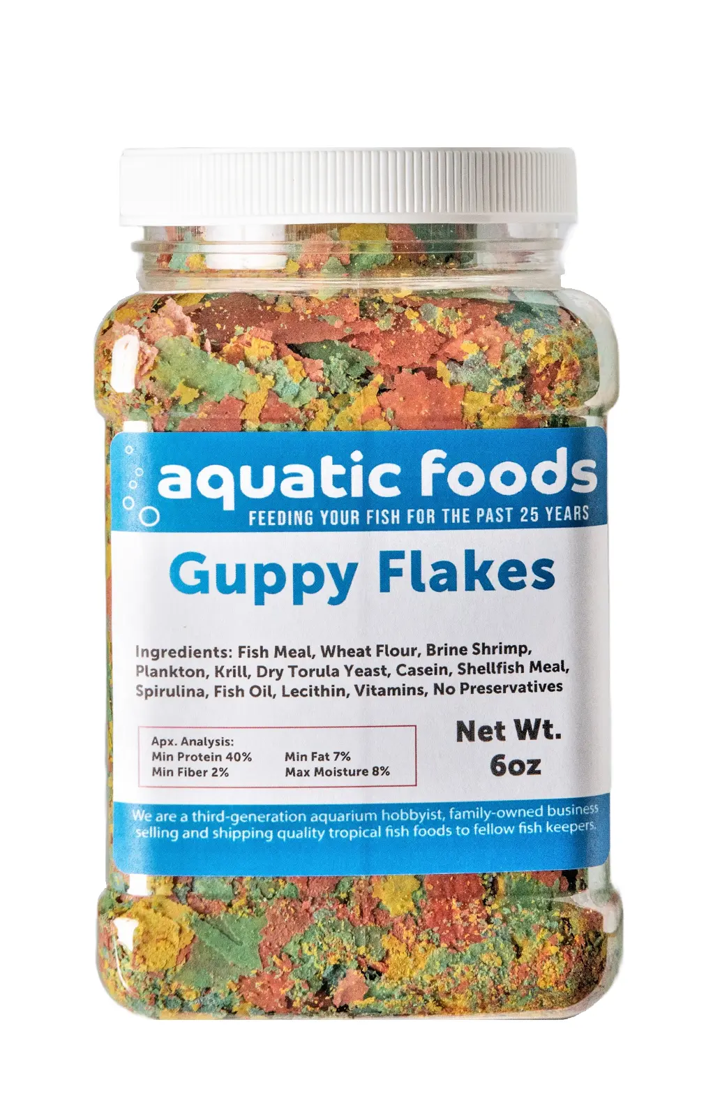 Guppy Flakes. Smaller Premium Special Blend Guppy Flakes - AFI Guppy Flakes??6oz Med Jar