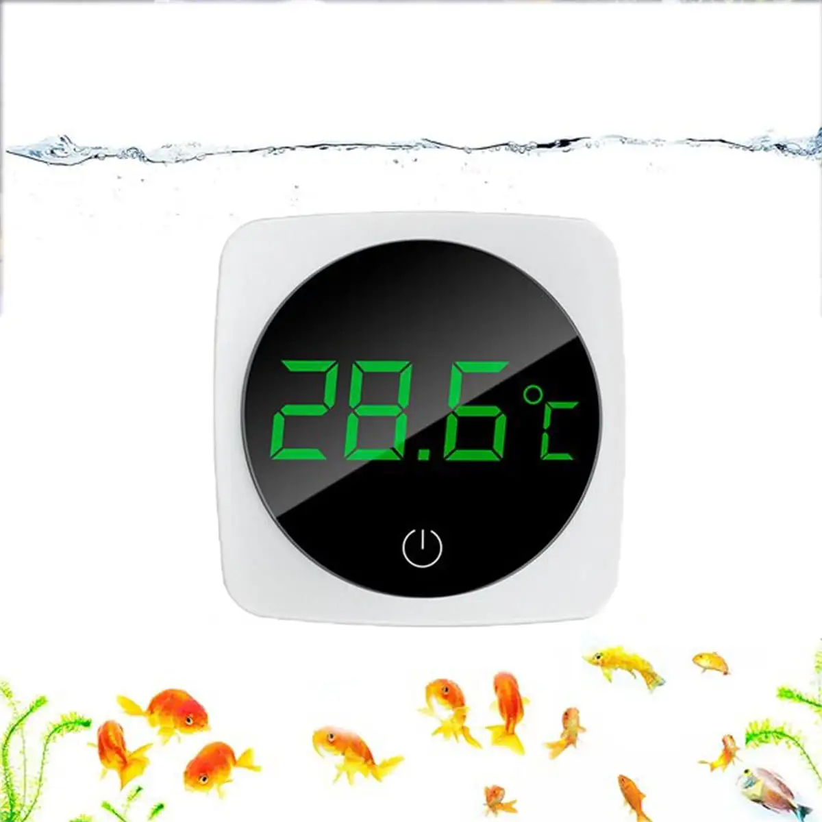 LED Fish Tank Thermometer. Touch Screen Electronic Aquarium Thermometer Accurate Display Battery Powered For Aquariums-White