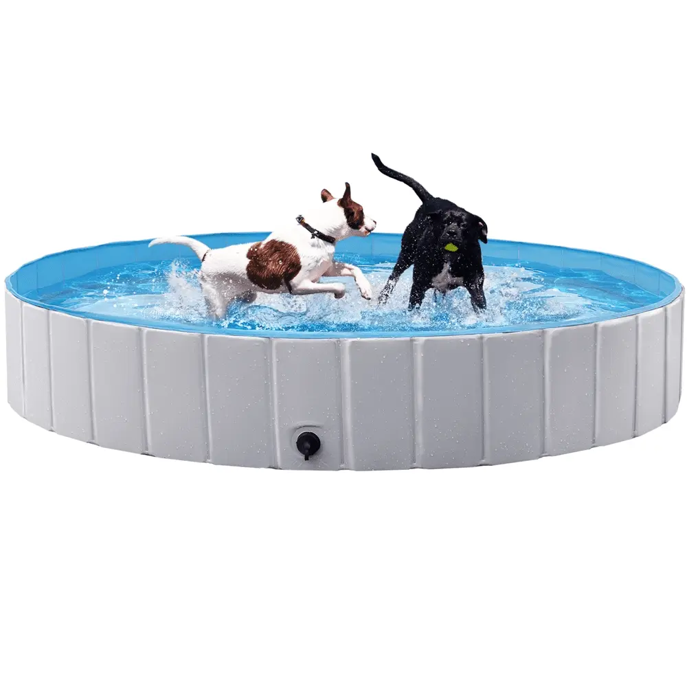 Topeakmart Foldable Pet Swimming Pool PVC Water Pond for Dogs/Cats/Kids. Gray. XXL. 63''