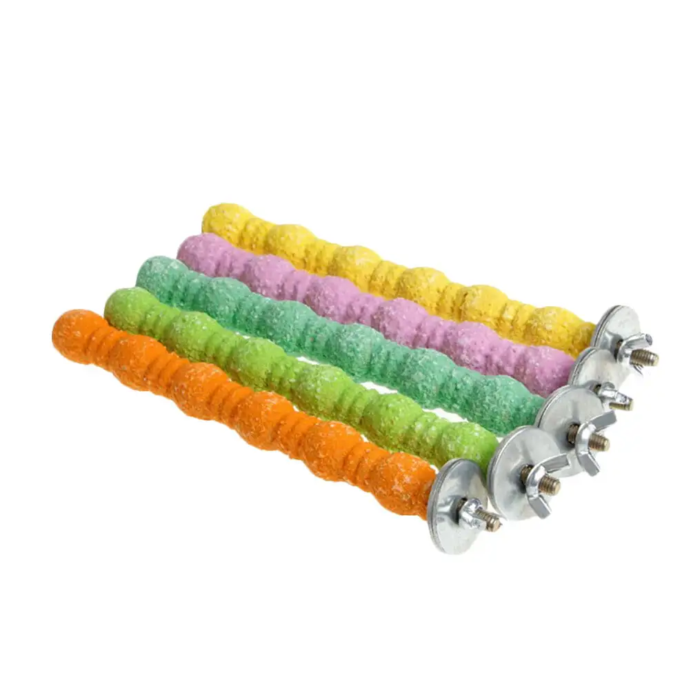 10cm Pet Parrot Toys Bird Cage Perches Stand Wood Stand Rack Toy Branch For Parrots Bird Cage (Random Color.5Pcs/Package)