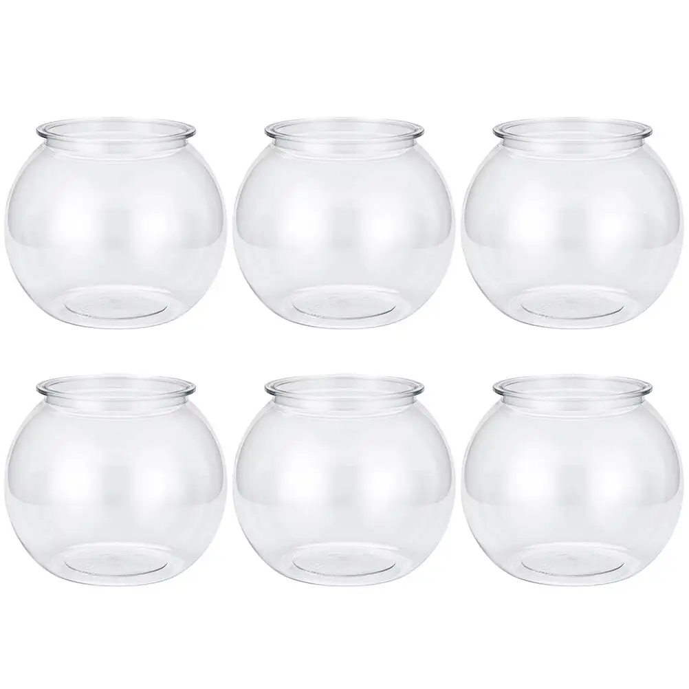 6Pcs Plastic Fish Bowls Small Fish Bowls Clear Round Fish Bowls Golden Fish Bowls