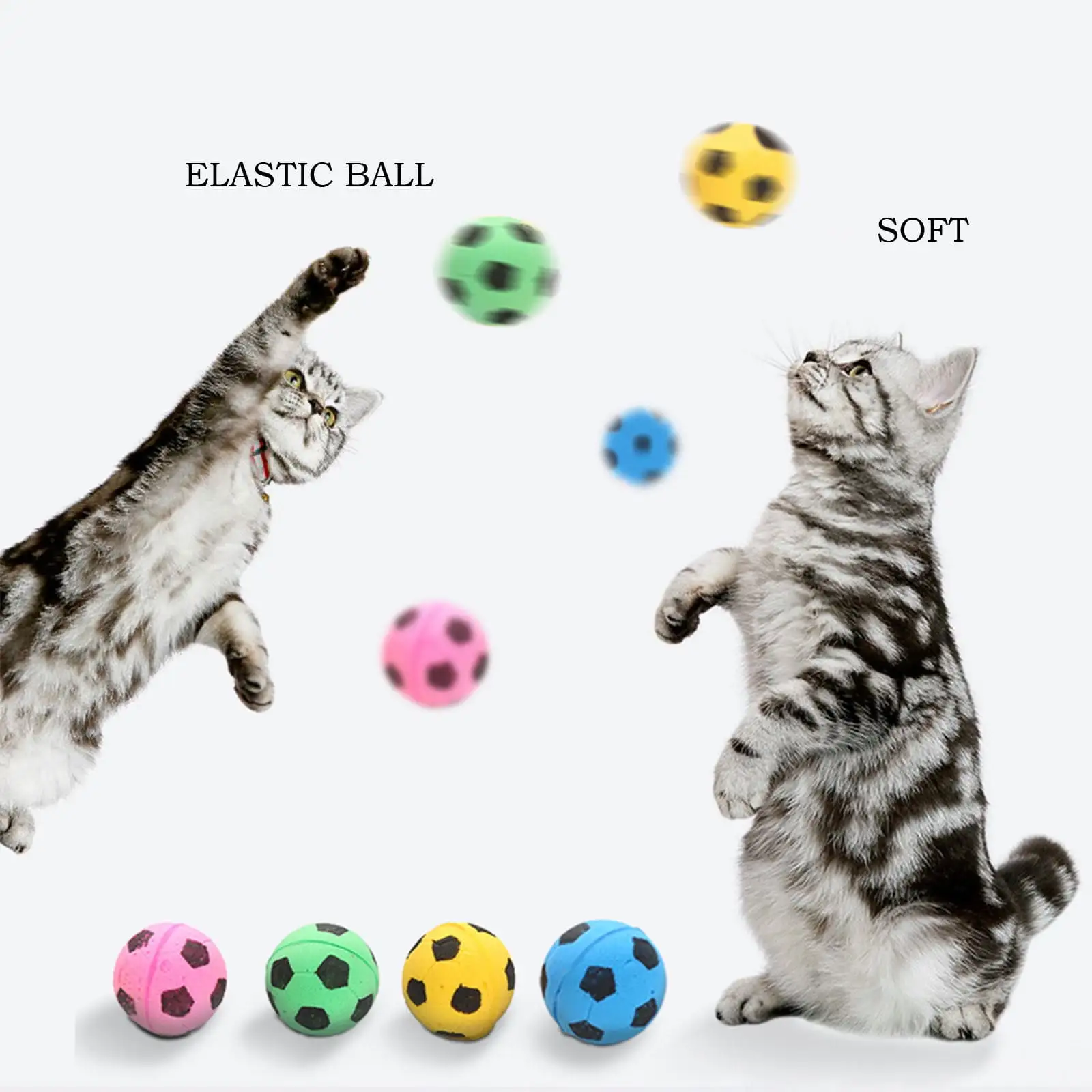 amousa Pet Cat Toys Sponge Soccer Balls Cat Toy Cat Sports Toys. 4-Pack