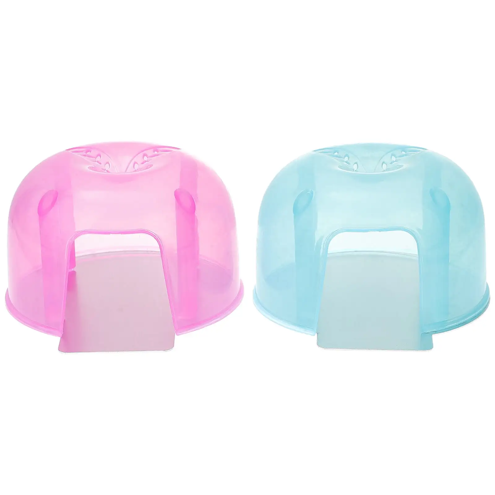 2PCS Hamster House Summer Cooling Mini Hut Pet Cool Plastic Small House for Kitten Bunny Hamster Chinchilla and Other Small Pets (Pink and Blue)