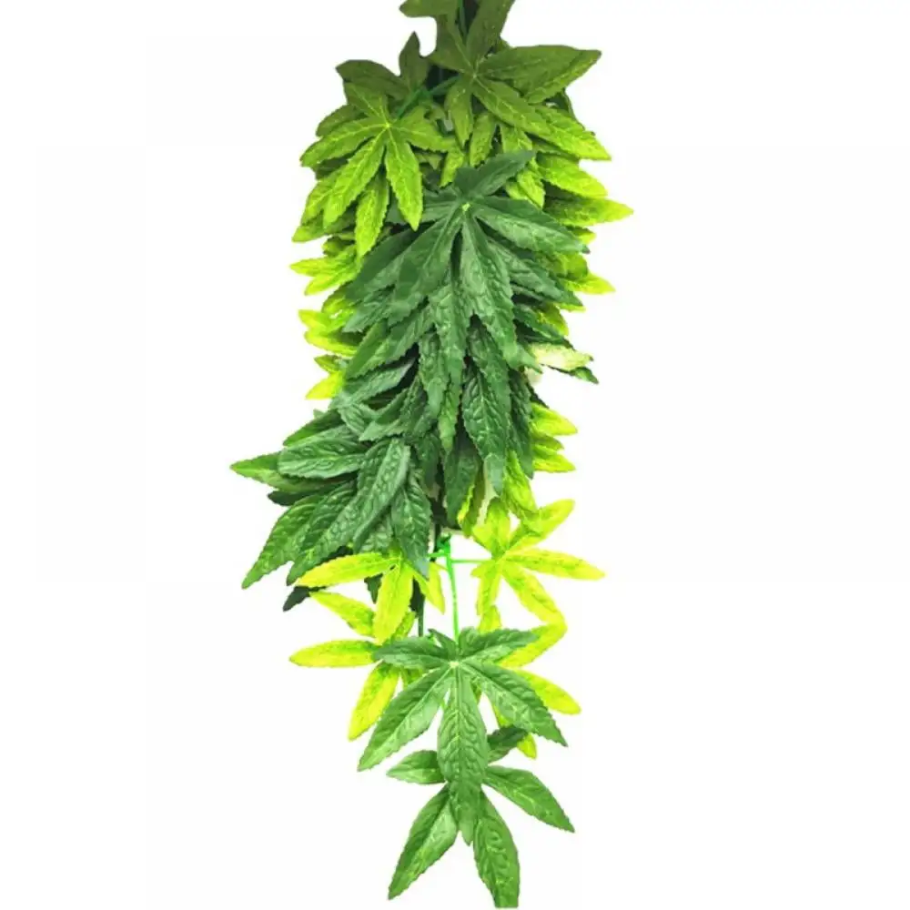 12 Inch Pet Plant Reptile Breed Box Wall Hanging Vine Decoration Bamboo Leaves Green