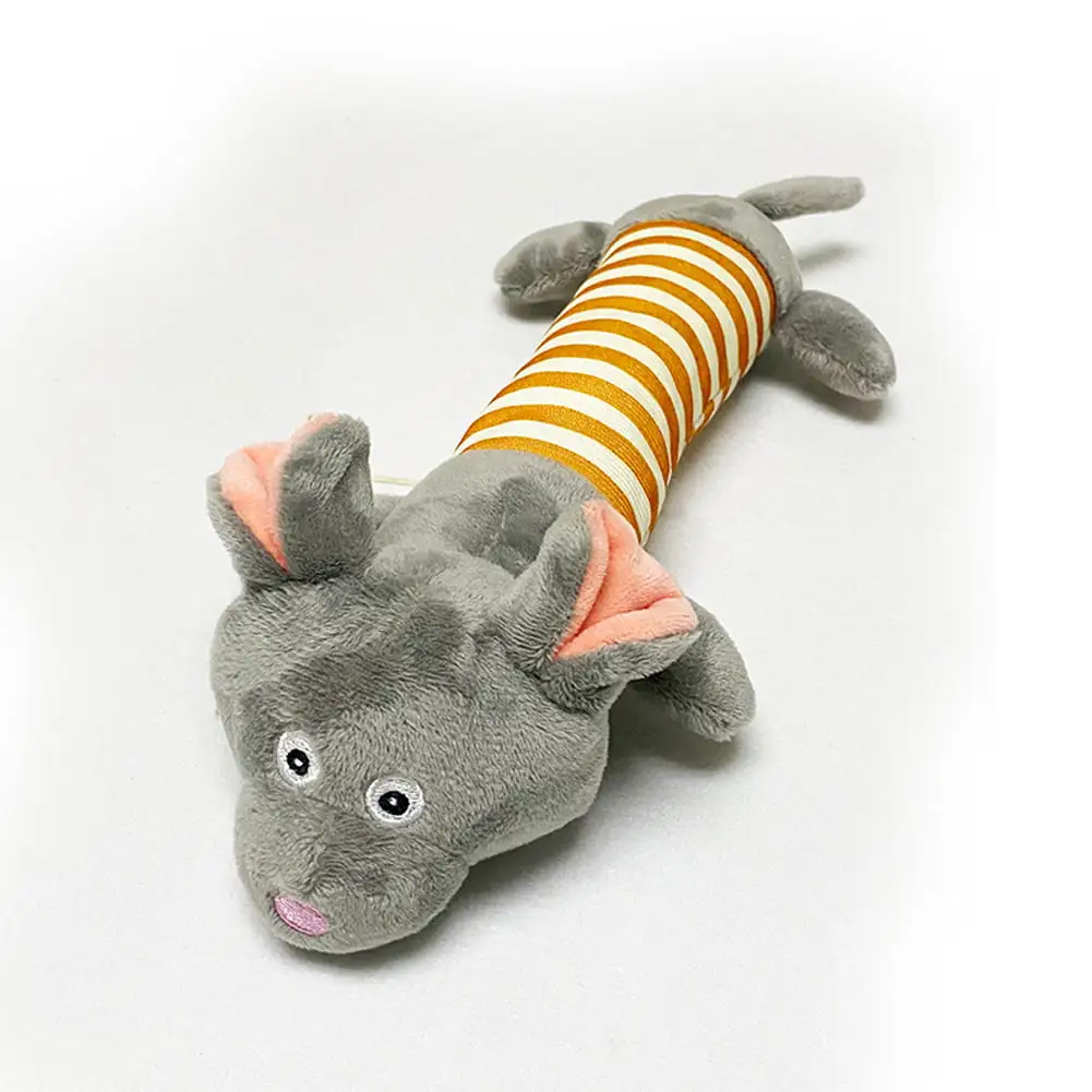 Pet Dog Striped Plush Toys CartoonShape Bite-resistant Stuffed Squeaking Toys Pet Supplies