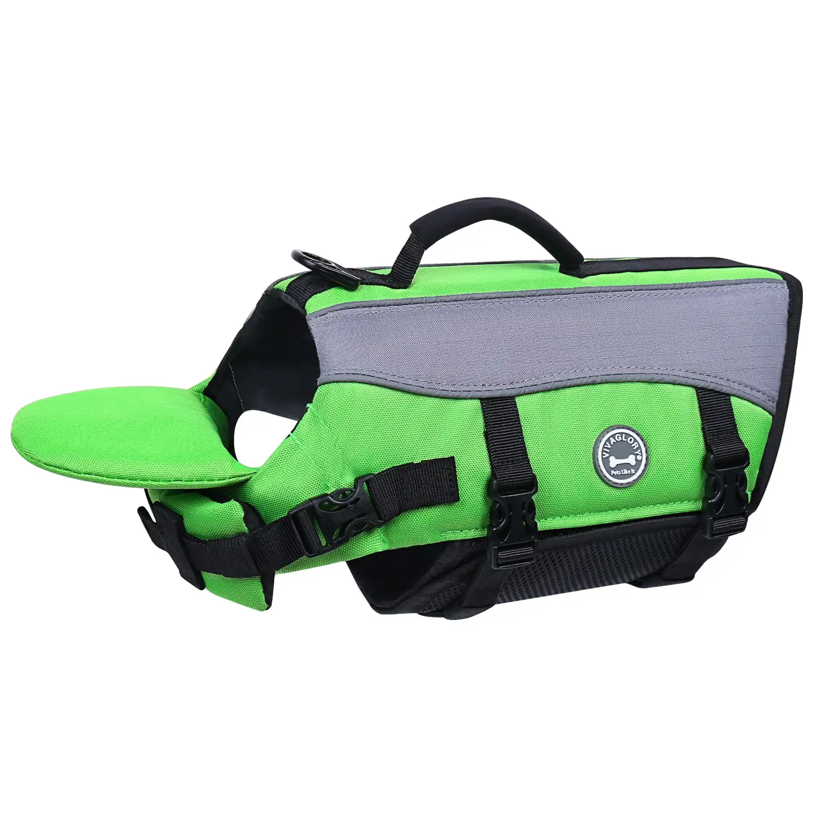 VIVAGLORY Dog Life Jacket Vest for Swimming. with Front Float. Bright Green. Medium