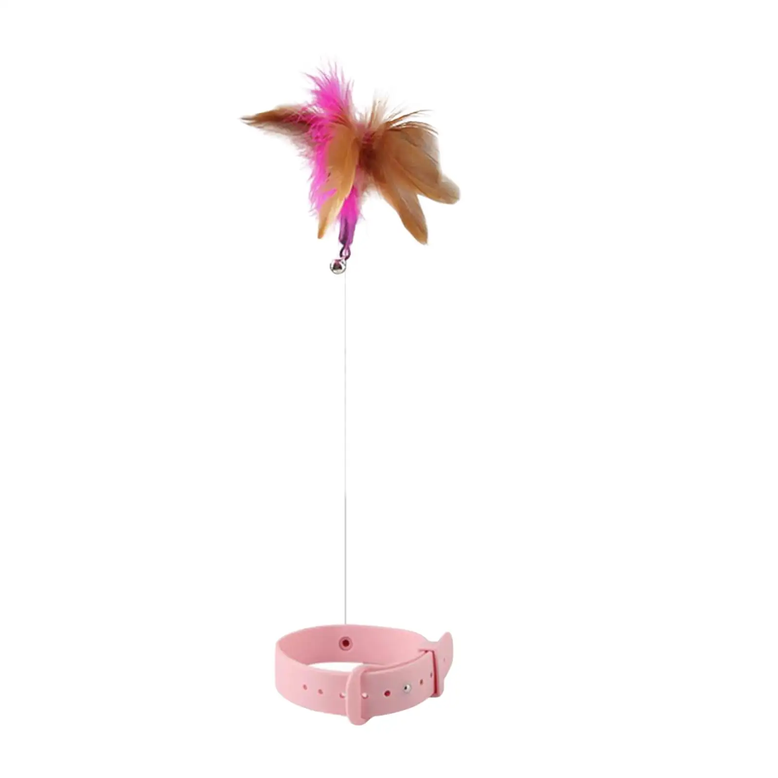 amousa Cat Teasing Wand Silicone Collar Hands Free Toy With Bell And Feathers