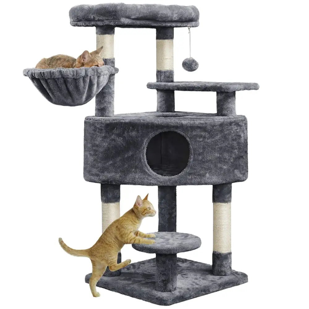 Yaheetech 46'' Cat Tree Multilevel Cat Condo with Scratching Posts and Perch Platform.Dark Gray